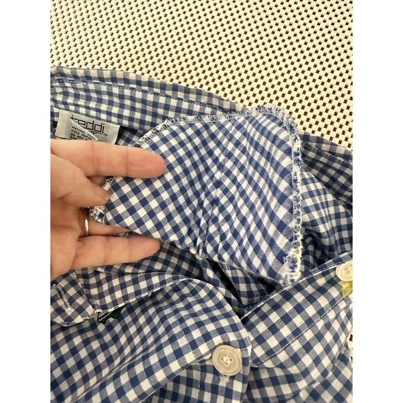 VINTAGE Teddi 1X Womens Top Button Shirt 80s Shoulder Pads Sail Boats GRANNYCORE - Picture 14 of 14